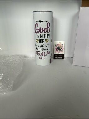 God Is Within Her Psalm 46:5 20oz Tumbler Lid Straw NEW
